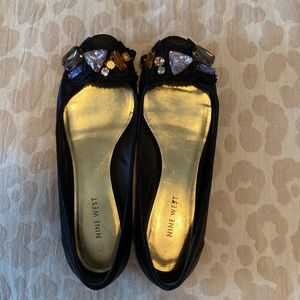 Nine West jeweled peep toe flats